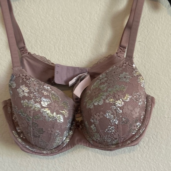 Victoria's Secret 34D mauve, pink and silver, wired padded push-up bra - Picture 1 of 6